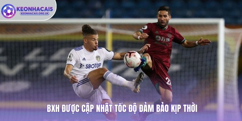 BXH được cập nhật tốc độ đảm bảo kịp thời